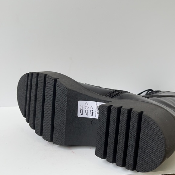 ASOS DESIGN Alpha Premium Leather Lace-Up Boots Black Size 9 | Chunky Platform - Picture 9 of 10